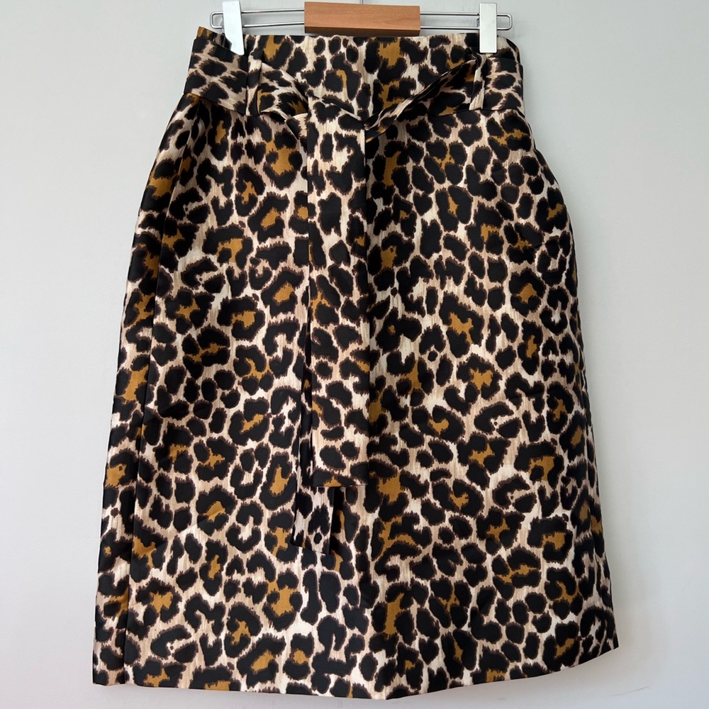 J. Crew Leopard Print Skirt with Tie Women’s Size 0 | Neutral Office Fall